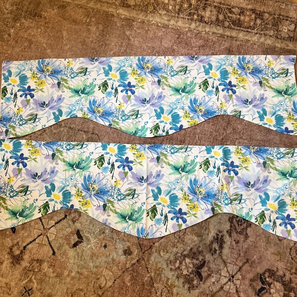 Botanical Watercolor floral valance curtain Made in the USA! 2 PACK
